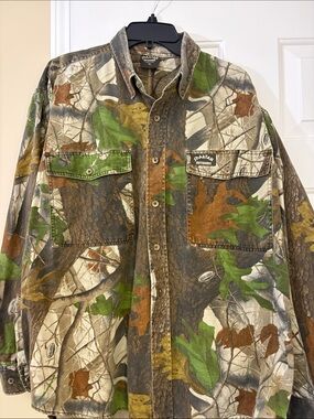 Men's Camo Button-Down Shirt Jacket - Green/Brown